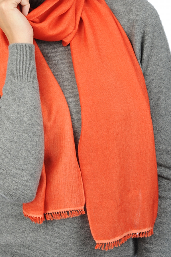 Cashmere & Silk ladies scarves mufflers scarva mandarin red 170x25cm
